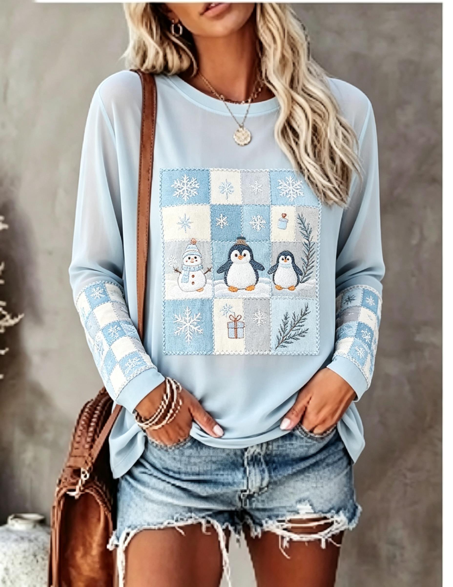 Winter Clothing For Women - Kaos Lengan Panjang Wanita dengan Motif